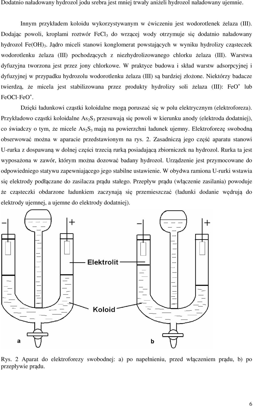 Jądro miceli stanowi konglomerat powstających w wyniku hydrolizy cząsteczek wodorotlenku żelaza (III) pochodzących z niezhydrolizowanego chlorku żelaza (III).