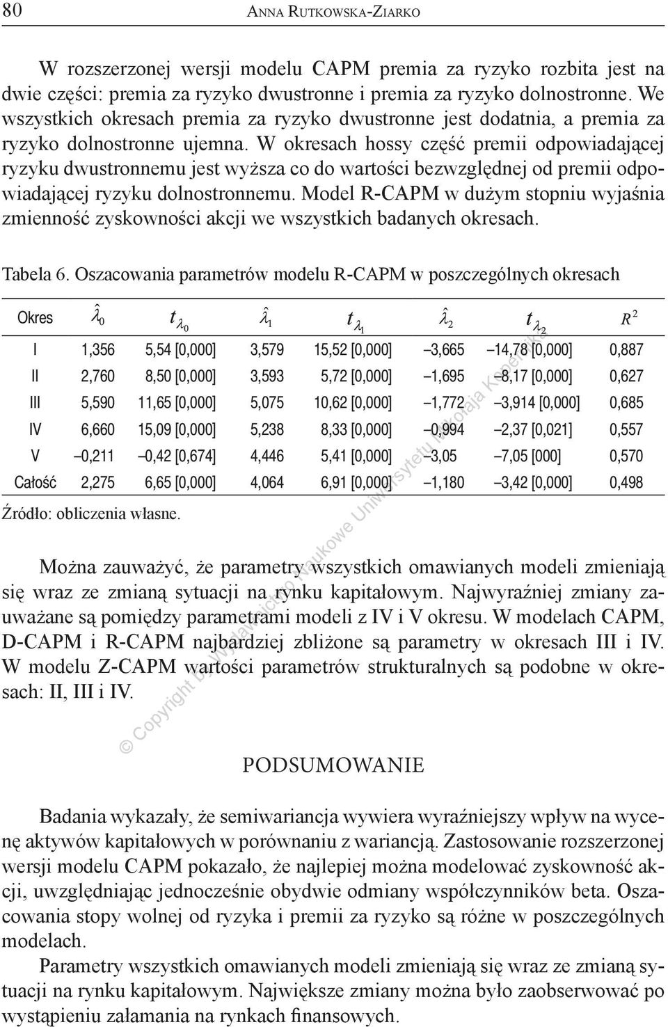 W okresach hossy część premii odpowiadającej ryzyku dwustronnemu jest wyższa co do wartości bezwzględnej od premii odpowiadającej ryzyku dolnostronnemu.