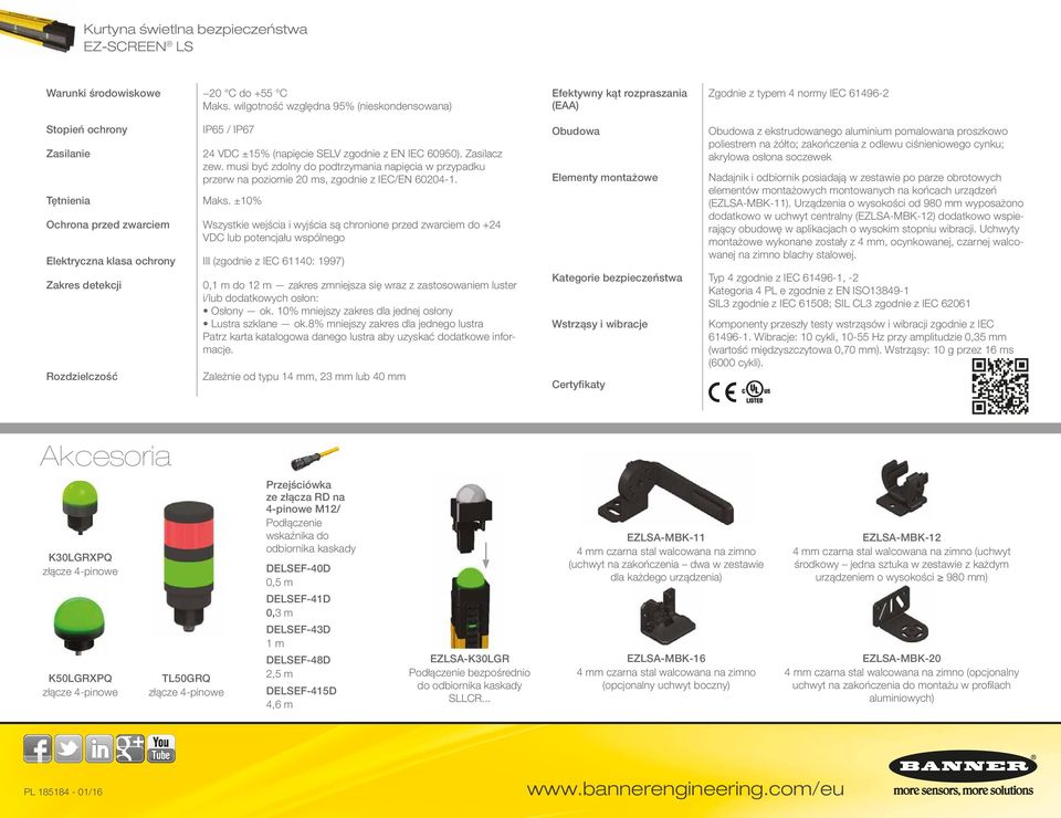 ±10% 24 VDC ±15% (napięcie SELV zgodnie z EN IEC 60950). Zasilacz zew. musi być zdolny do podtrzymania napięcia w przypadku przerw na poziomie 20 ms, zgodnie z IEC/EN 60204-1.