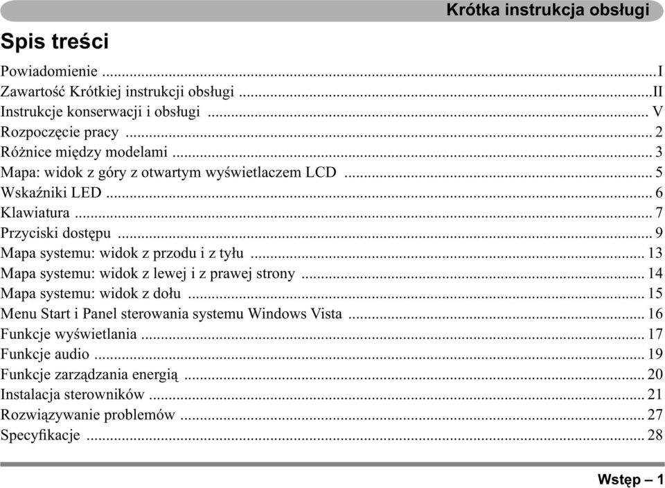 .. 9 Mapa systemu: widok z przodu i z tyłu... 13 Mapa systemu: widok z lewej i z prawej strony... 14 Mapa systemu: widok z dołu.