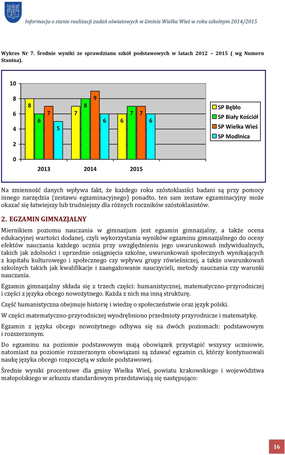 egzaminacyjnego) ponadto, ten sam zestaw egzaminacyjny może okazać się łatwiejszy lub trudniejszy dla różnych roczników szóstoklasistów. 2.