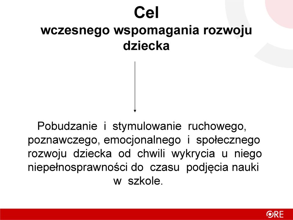 i społecznego rozwoju dziecka od chwili wykrycia u