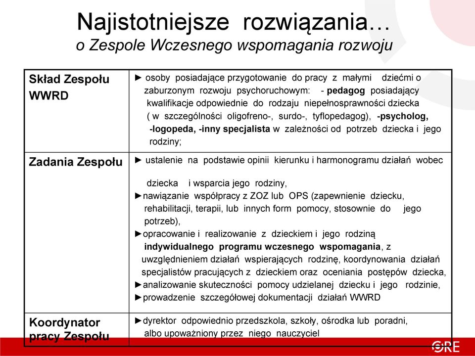 potrzeb dziecka i jego rodziny; ustalenie na podstawie opinii kierunku i harmonogramu działań wobec dziecka i wsparcia jego rodziny, nawiązanie współpracy z ZOZ lub OPS (zapewnienie dziecku,