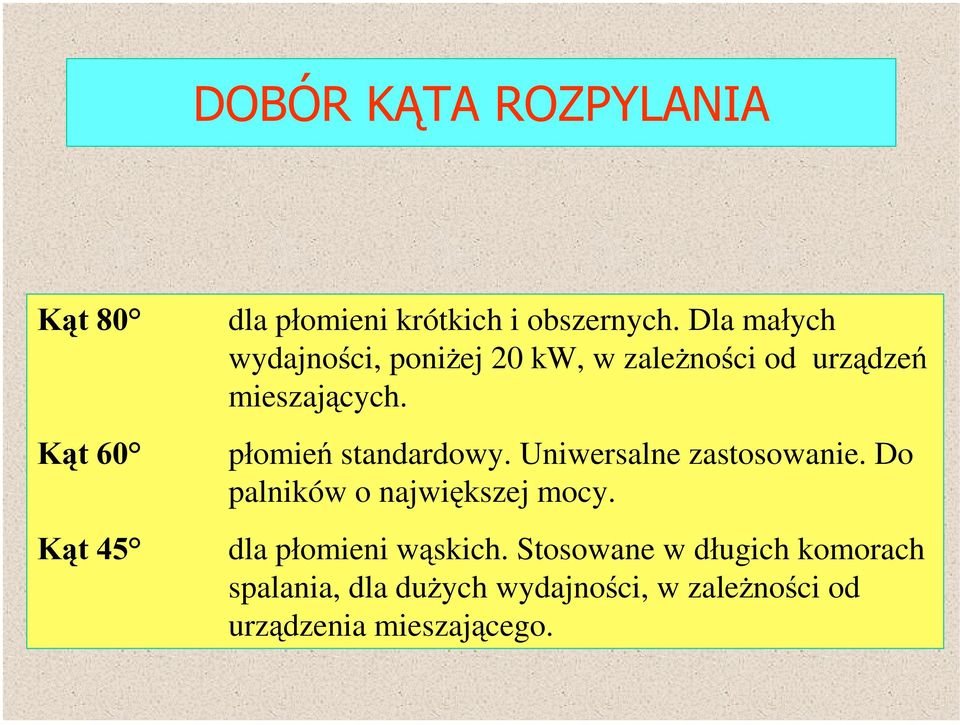 . Wƒ páomie standardowy. Uniwersalne zastosowanie. Do palników o najwi kszej mocy.