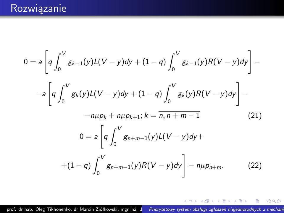 y)dy nµp k +nµp k+1 ;k =n,n +m 1 (21) =a g n+m 1