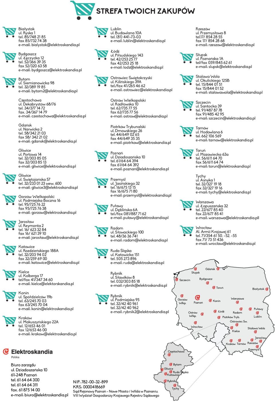 Poznańska 1A tel/fax 059/845 62 61 e-mail: slupsk@elektroskandia.pl Bytom ul. Siemianowicka 98 tel. 32/389 19 85 e-mail: bytom2@elektroskandia.pl Ostrowiec Świętokrzyski ul. Kilińskiego 39A tel.