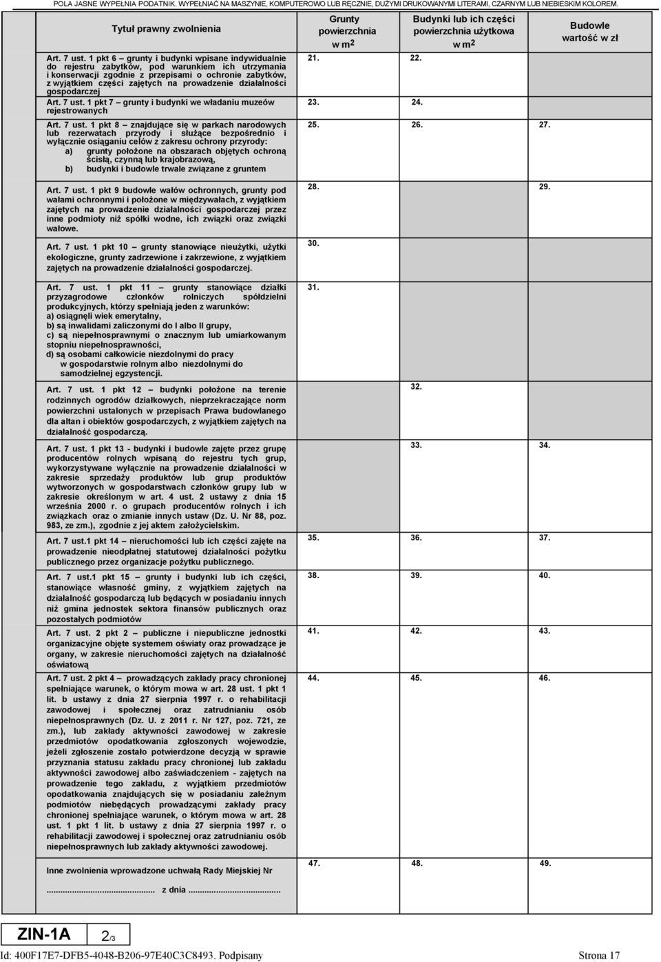 działalności gospodarczej Art. 7 ust.