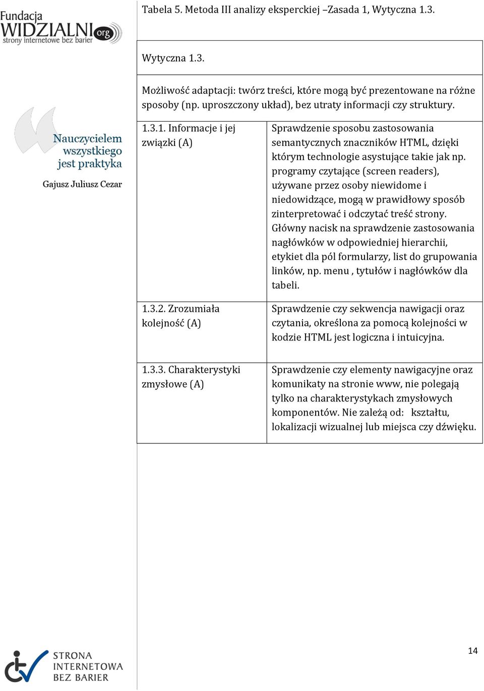Zrozumiała kolejność (A) Sprawdzenie sposobu zastosowania semantycznych znaczników HTML, dzięki którym technologie asystujące takie jak np.