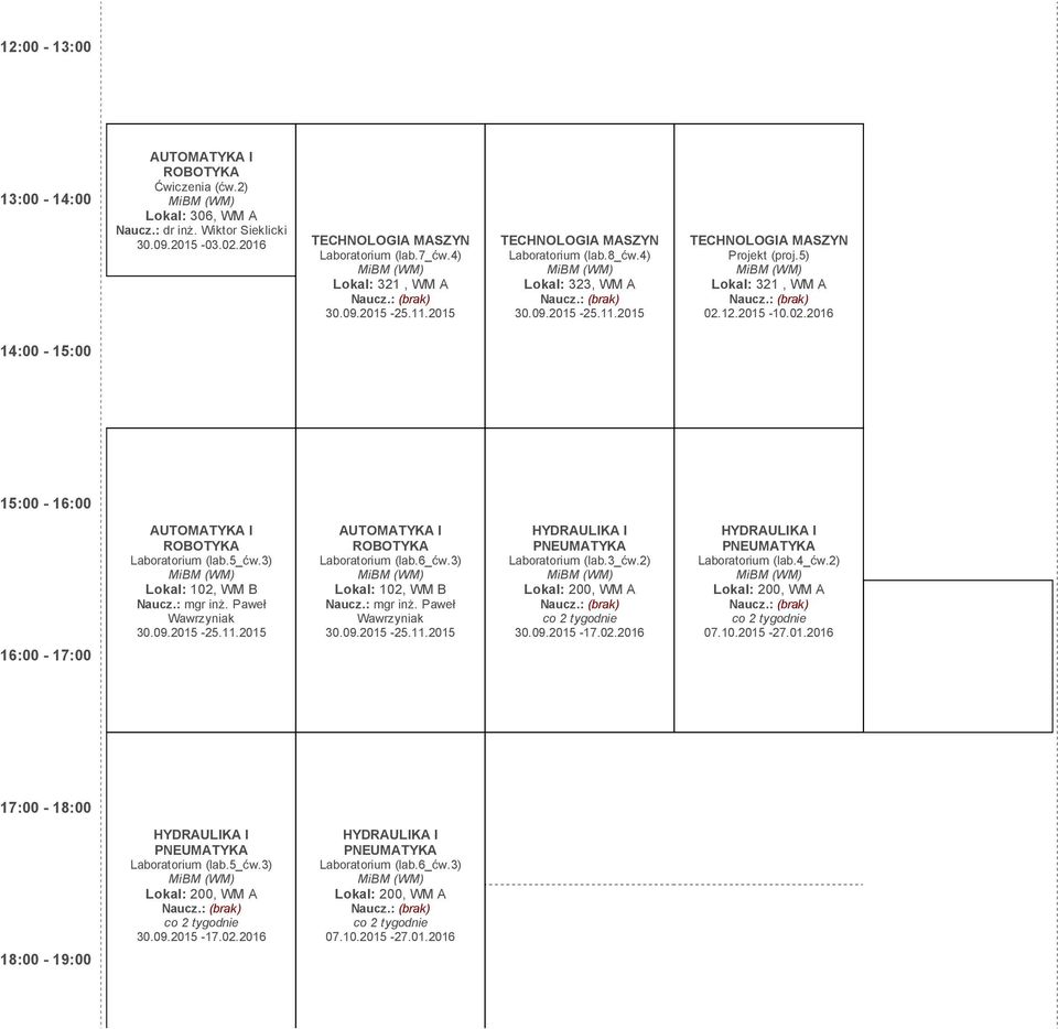 Paweł Wawrzyniak 30.09.2015 25.11.2015 Laboratorium (lab.6_ćw.3) Lokal: 102, WM B Naucz.: mgr inż. Paweł Wawrzyniak 30.09.2015 25.11.2015 HYDRAULIKA I PNEUMATYKA Laboratorium (lab.3_ćw.