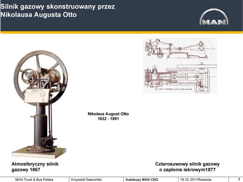 1867 Czterosuwowy silnik gazowy o zapłonie iskrowym1877 MAN