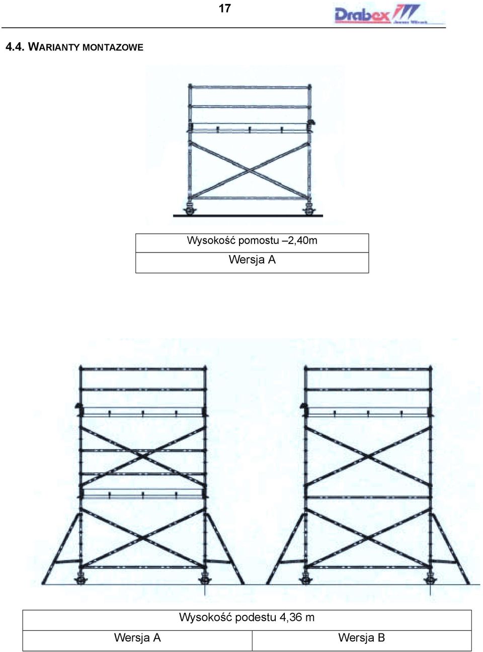 pomostu 2,40m Wersja A