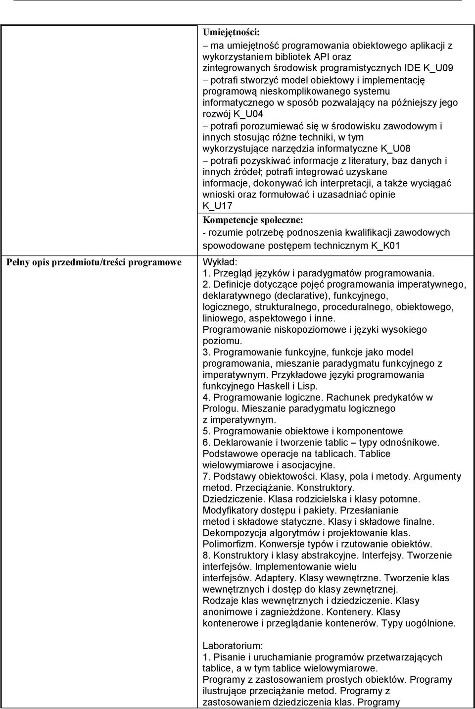 zawodowym i innych stosując różne techniki, w tym wykorzystujące narzędzia informatyczne K_U08 potrafi pozyskiwać informacje z literatury, baz danych i innych źródeł; potrafi integrować uzyskane