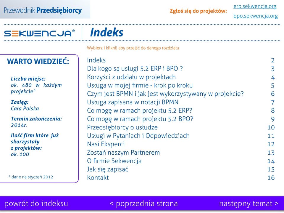 3 Korzyści z udziału w projektach 4 Usługa w mojej firmie - krok po kroku 5 Czym jest BPMN i jak jest wykorzystywany w projekcie?