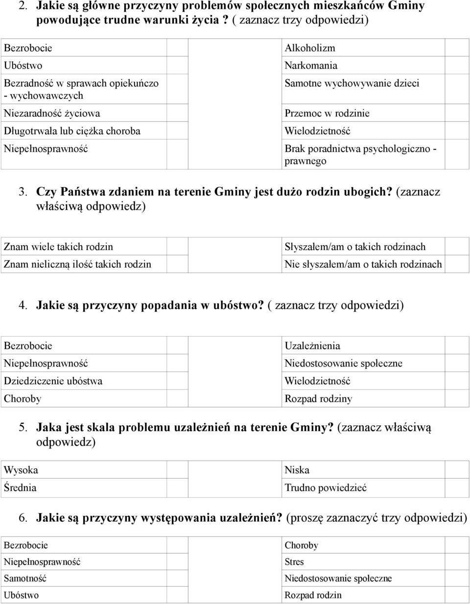 Wielodzietność Niepełnosprawność Brak poradnictwa psychologiczno - prawnego 3. Czy Państwa zdaniem na terenie Gminy jest dużo rodzin ubogich?