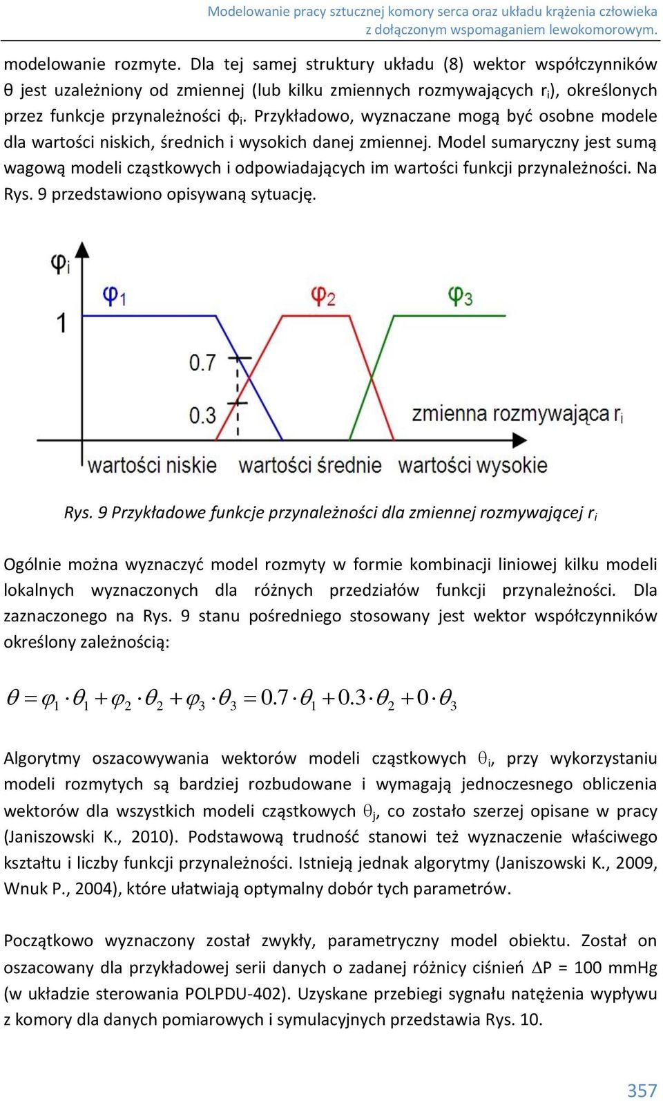 Model sumaryczny jest sumą wagową modeli cząstkowych i odpowiadających im wartości funkcji przynależności. Na Rys.
