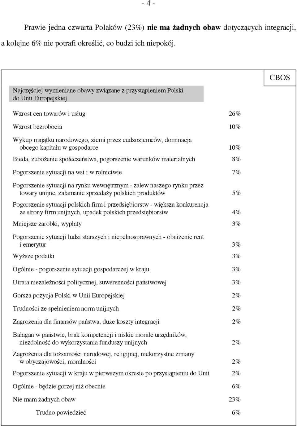 obcego kapitału w gospodarce 10% Bieda, zubożenie społeczeństwa, pogorszenie warunków materialnych 8% Pogorszenie sytuacji na wsi i w rolnictwie 7% Pogorszenie sytuacji na rynku wewnętrznym - zalew