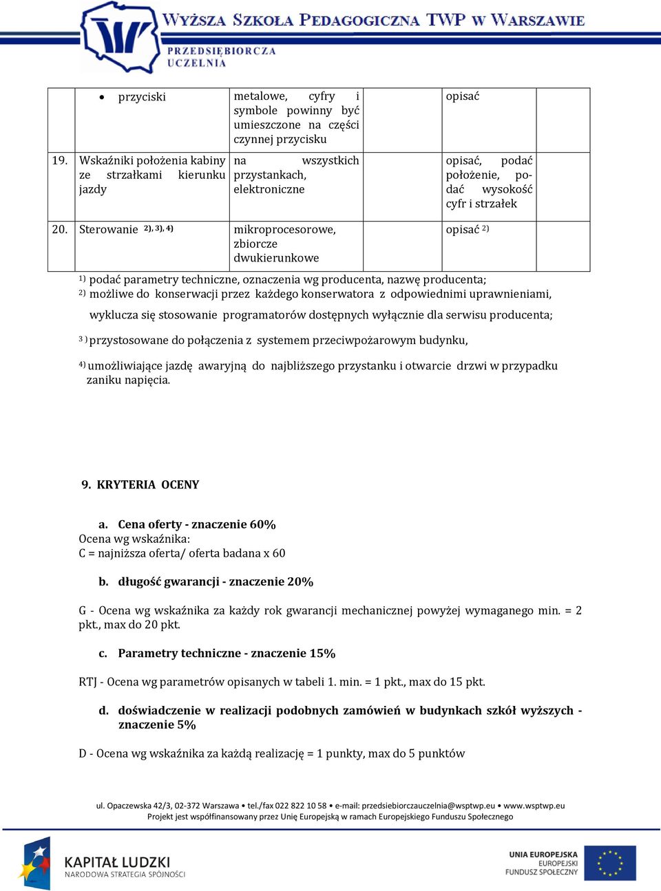 Sterowanie 2), 3), 4) mikroprocesorowe, zbiorcze dwukierunkowe opisać 2) 1) podać parametry techniczne, oznaczenia wg producenta, nazwę producenta; 2) możliwe do konserwacji przez każdego