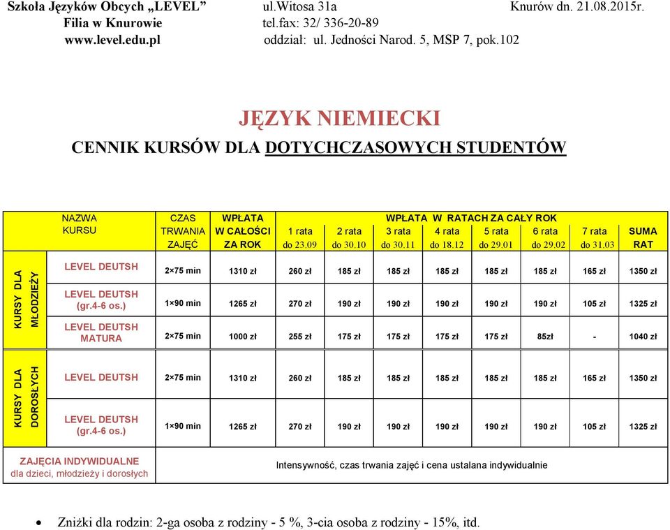 zł 85zł - 1040 zł 2 75 min 1310 zł 260 zł 185 zł 185 zł 185 zł 185 zł 185 zł 165 zł 1350 zł 1 90 min 1265 zł 270 zł 190 zł 190 zł 190 zł