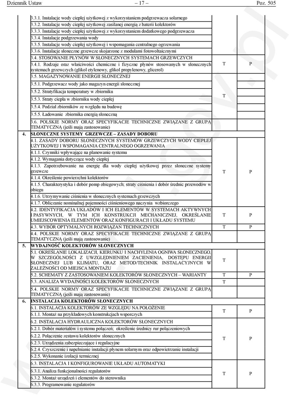 4.1. Rodzaje oraz właściwości chemiczne i fizyczne płynów stosowanych w słonecznych systemach grzewczych (glikol etylenowy, glikol propylenowy, glicerol) 3.5. MAGAZYNOWANIE ENERGII SŁONECZNEJ 3.5.1. odgrzewacz wody jako magazyn energii słonecznej 3.