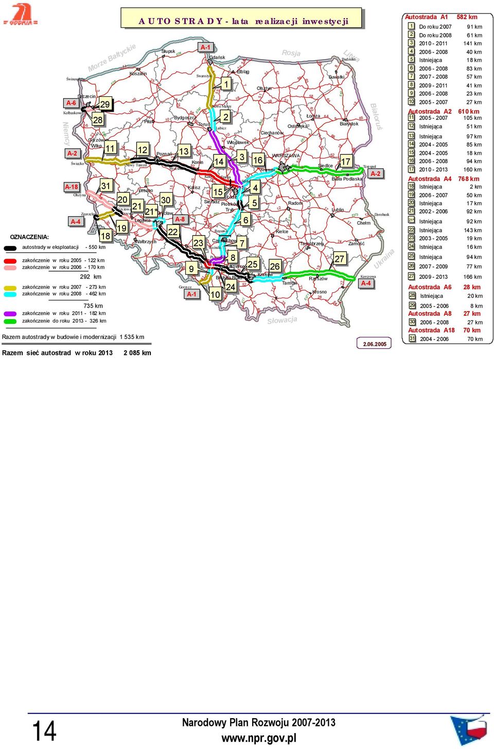 Koszalin E6 0 km A U T O S T R A D Y - lata realizacji inwestycji Piła E6 Poznań E 0 0 Krzyżowa Krzywa Wrocław Legnica A- 0 Nowy Tom yśl 0 Leszno 0 * Wałbrzych Słupsk 6 0 E6 Bydgoszcz To ruń Września