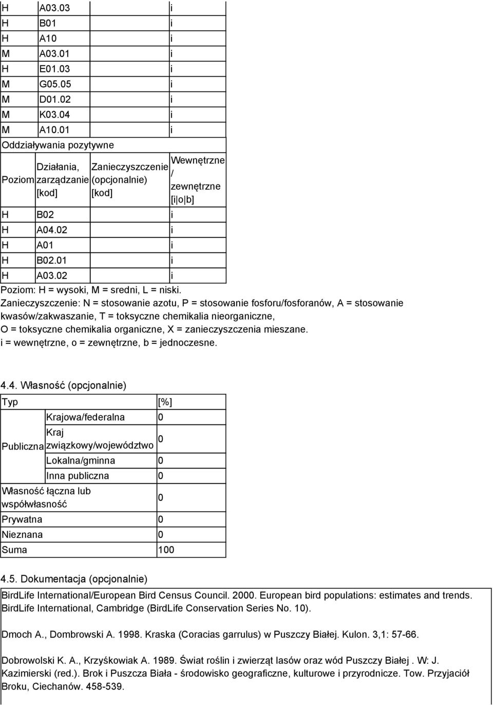 02 i Poziom: H = wysoki, M = sredni, L = niski.