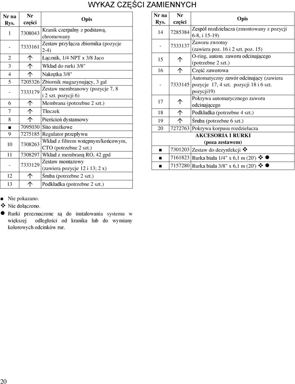 Zbiornik magazynujący, 3 gal - Zestaw membranowy (pozycje 7, 8 7333179 i 2 szt. pozycji 6) 6 Membrana (potrzebne 2 szt.