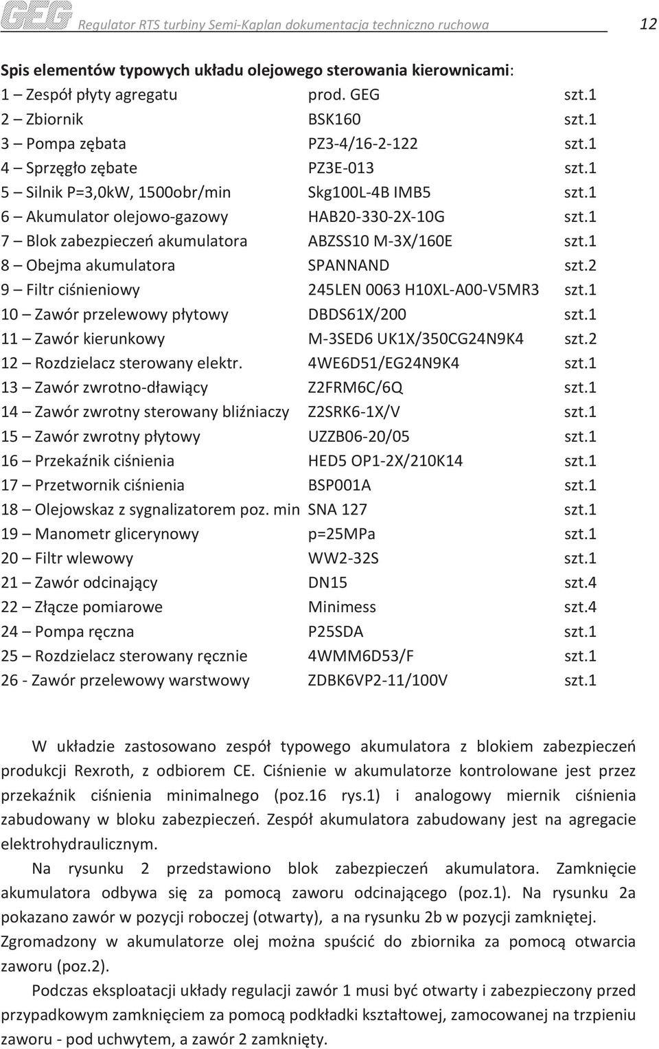 akumulatora ABZSS10 M-3X/160E szt.1 8 Obejma akumulatora SPANNAND szt.2 9 Filtr!ci/nieniowy 245LEN 0063 H10XL-A00-V5MR3 szt.1 10 Zawór!przelewowy!p ytowy DBDS61X/200 szt.1 11 Zawór!