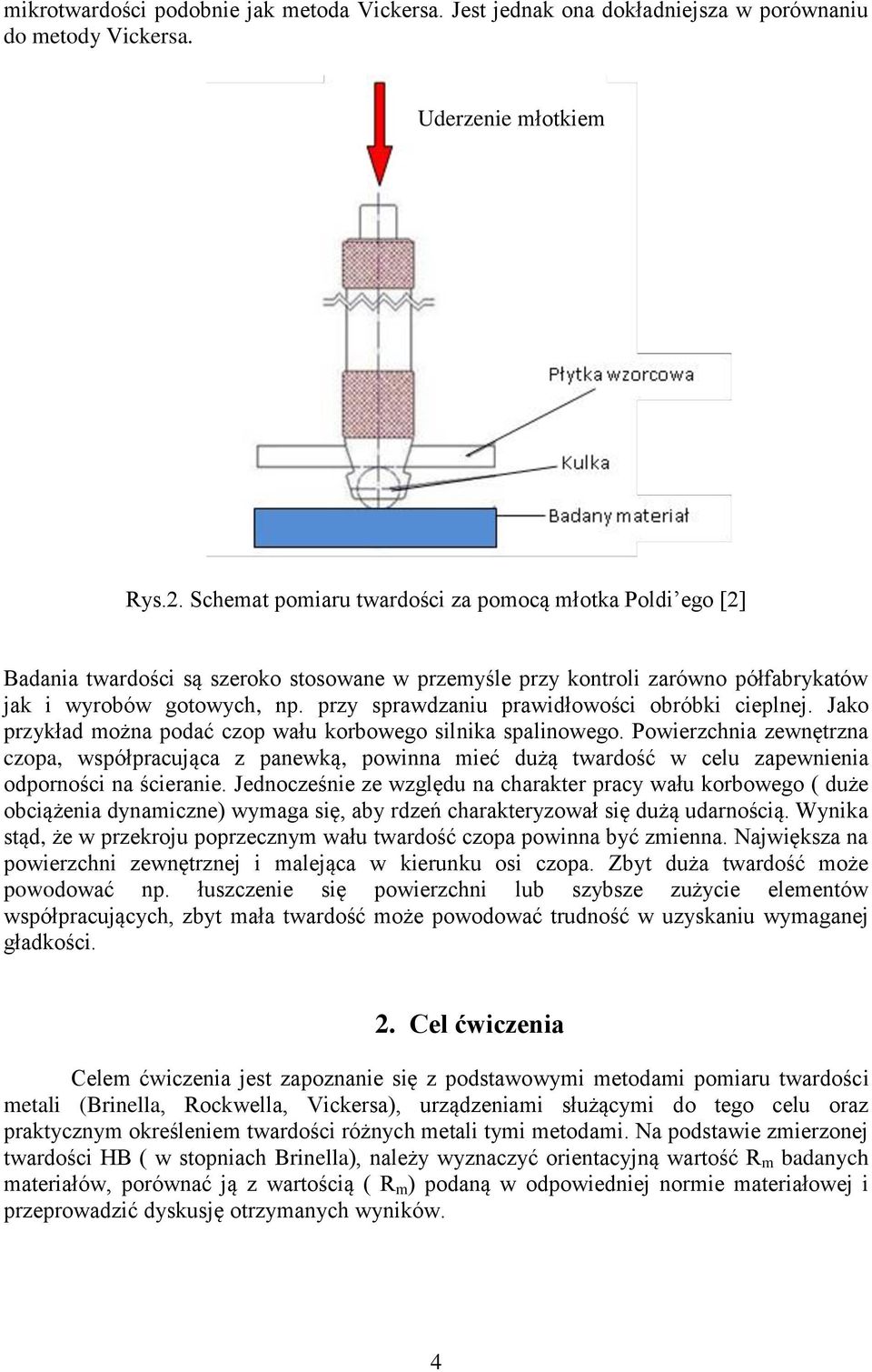 przy sprawdzaniu prawidłowości obróbki cieplnej. Jako przykład można podać czop wału korbowego silnika spalinowego.