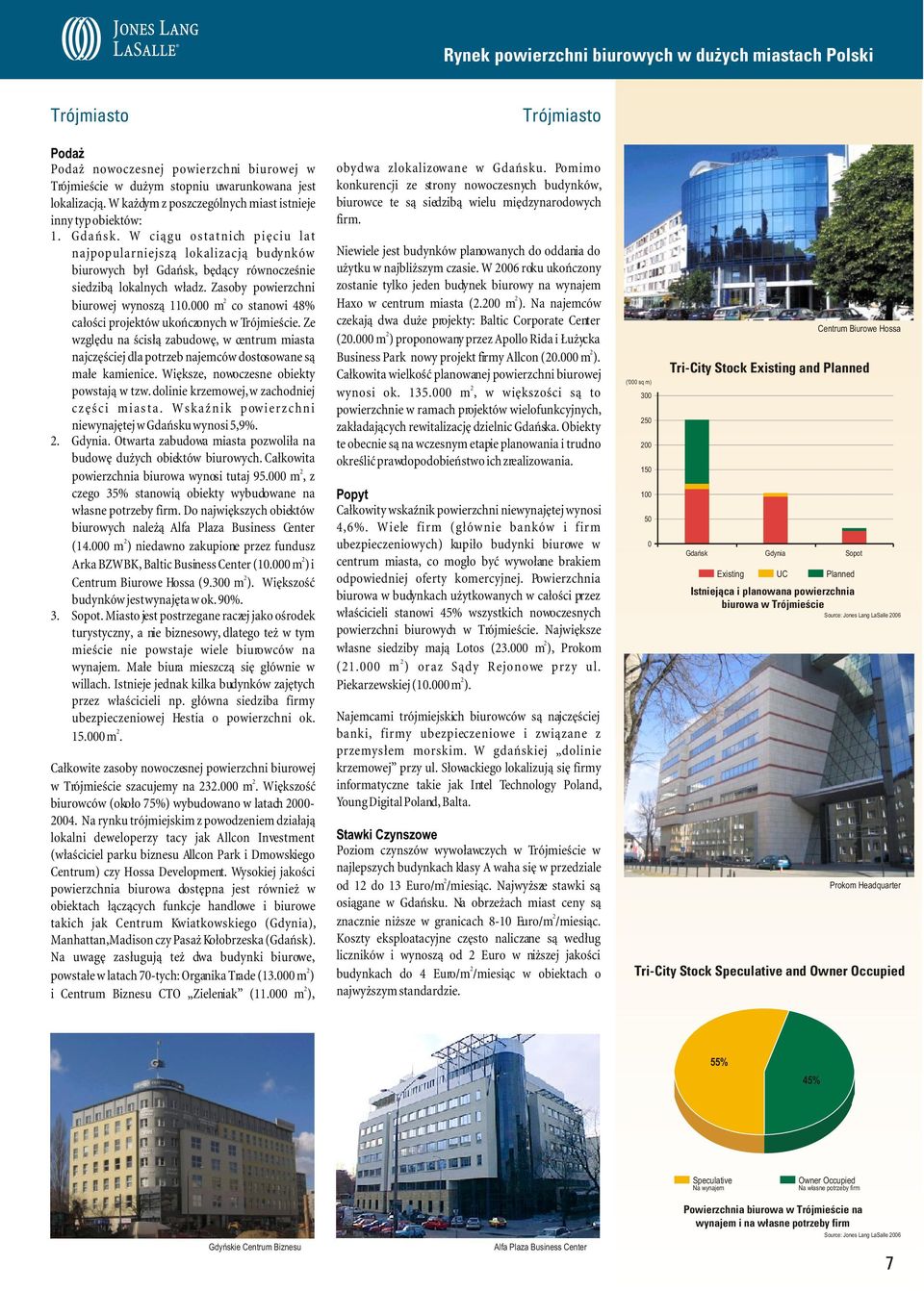 W ci¹gu ostatnich piêciu lat najpopularniejsz¹ lokalizacj¹ budynków biurowych by³ Gdañsk, bêd¹cy równoczeœnie siedzib¹ lokalnych w³adz. Zasoby powierzchni biurowej wynosz¹ 11.