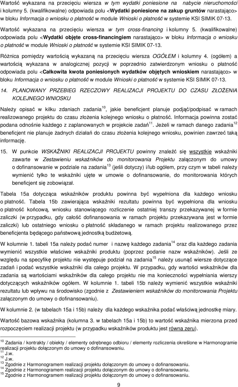 Wartość wykazana na przecięciu wiersza w tym cross-financing i kolumny 5.