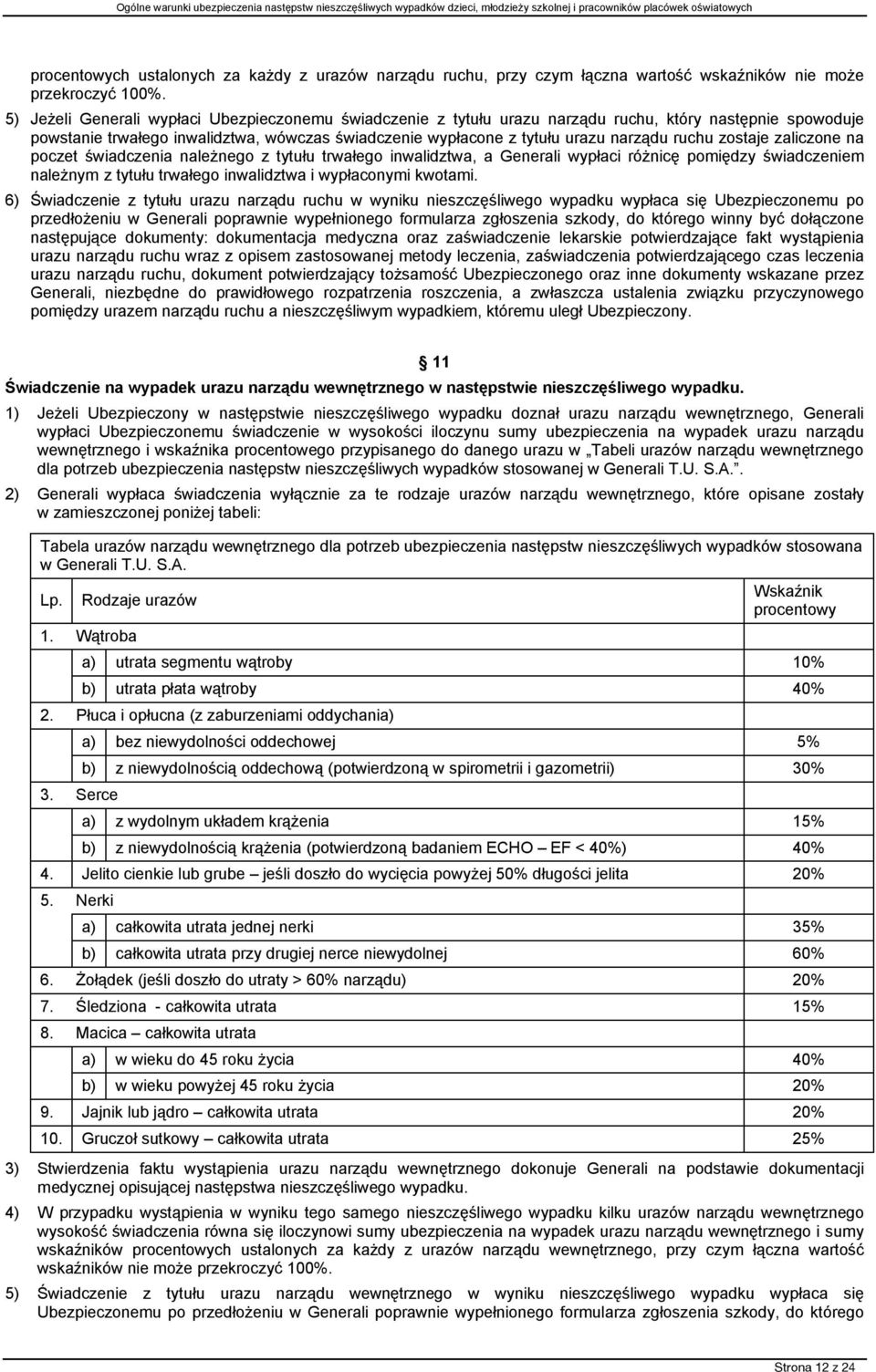 ruchu zostaje zaliczone na poczet świadczenia należnego z tytułu trwałego inwalidztwa, a Generali wypłaci różnicę pomiędzy świadczeniem należnym z tytułu trwałego inwalidztwa i wypłaconymi kwotami.