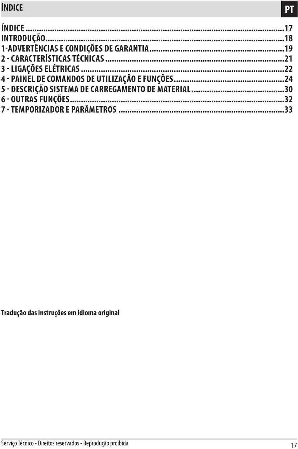 ..22 4 - PAINEL DE COMANDOS DE UTILIZAÇÃO E FUNÇÕES.