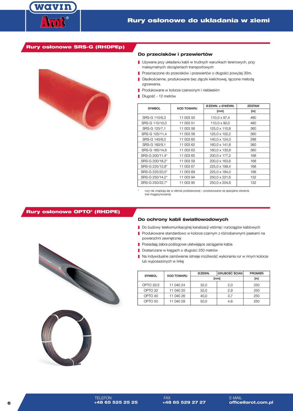 Produkowane w kolorze czerwonym i niebieskim Długość - 12 metrów ZETAW [m] R-G 110/6,3 R-G 110/10,0 R-G 125/7,1 R-G 125/11,4 R-G 140/8,0 R-G 160/9,1 R-G 160/14,6 R-G 200/11,4* R-G 200/18,2* R-G