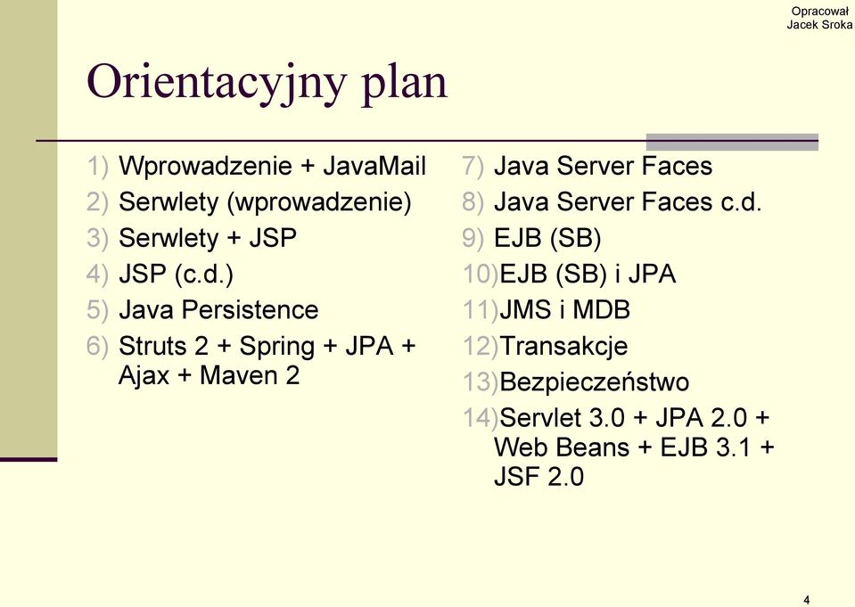 ) 5) Java Persistence 6) Struts 2 + Spring + JPA + Ajax + Maven 2 7) Java Server Faces