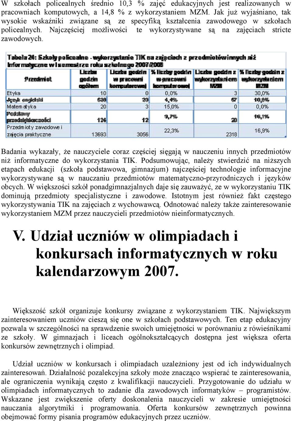 Badania wykazały, że nauczyciele coraz częściej sięgają w nauczeniu innych przedmiotów niż informatyczne do wykorzystania TIK.