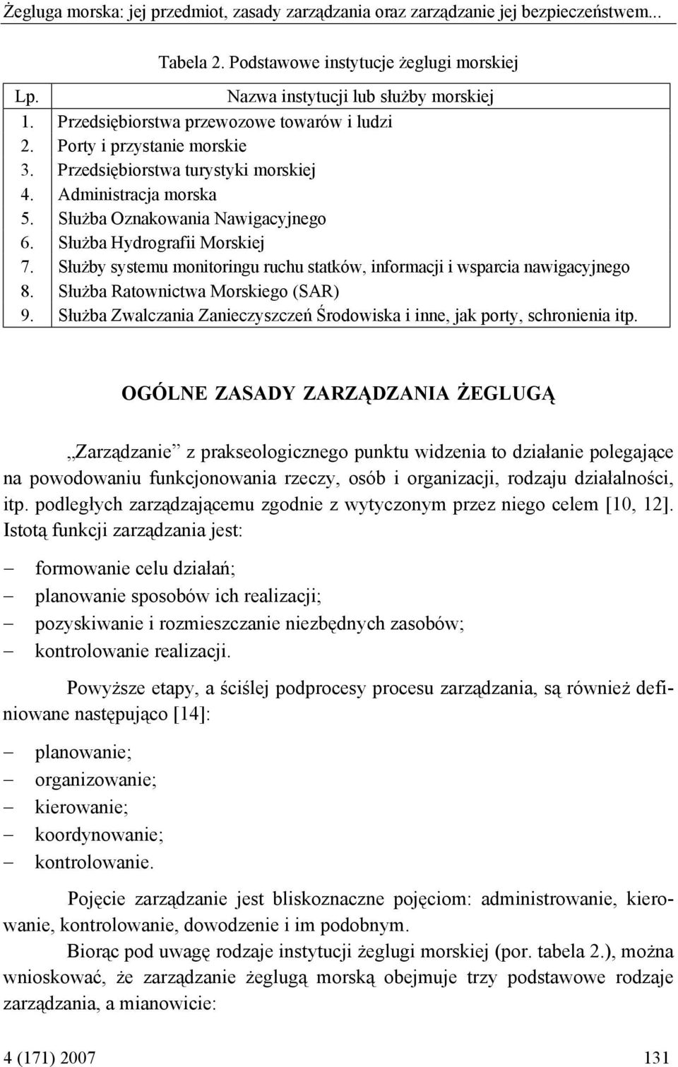 Służba Hydrografii Morskiej 7. Służby systemu monitoringu ruchu statków, informacji i wsparcia nawigacyjnego 8. Służba Ratownictwa Morskiego (SAR) 9.