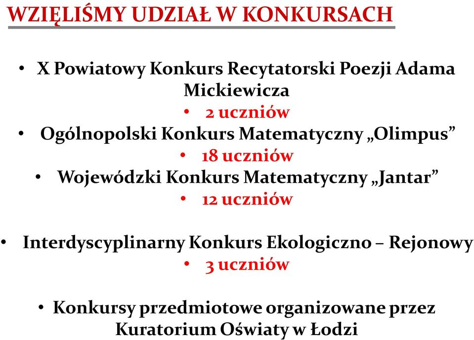 Wojewódzki Konkurs Matematyczny Jantar 12 uczniów Interdyscyplinarny Konkurs