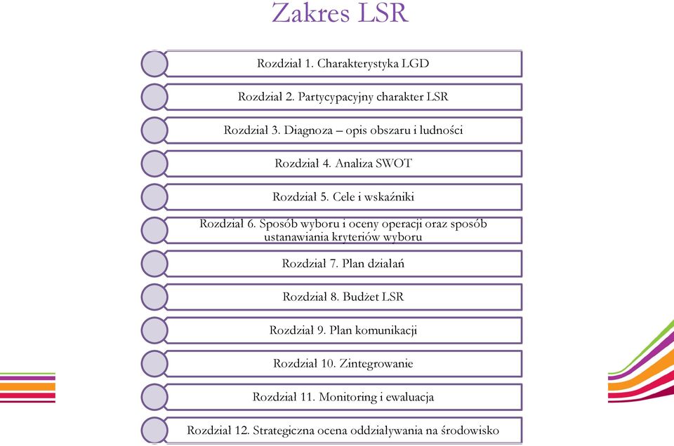 Sposób wyboru i oceny operacji oraz sposób ustanawiania kryteriów wyboru Rozdział 7. Plan działań Rozdział 8.