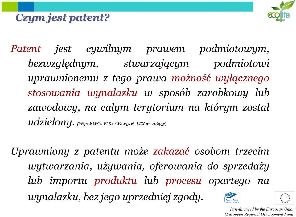 wyłącznego stosowania wynalazku w sposób zarobkowy lub zawodowy, na całym terytorium na którym został udzielony.