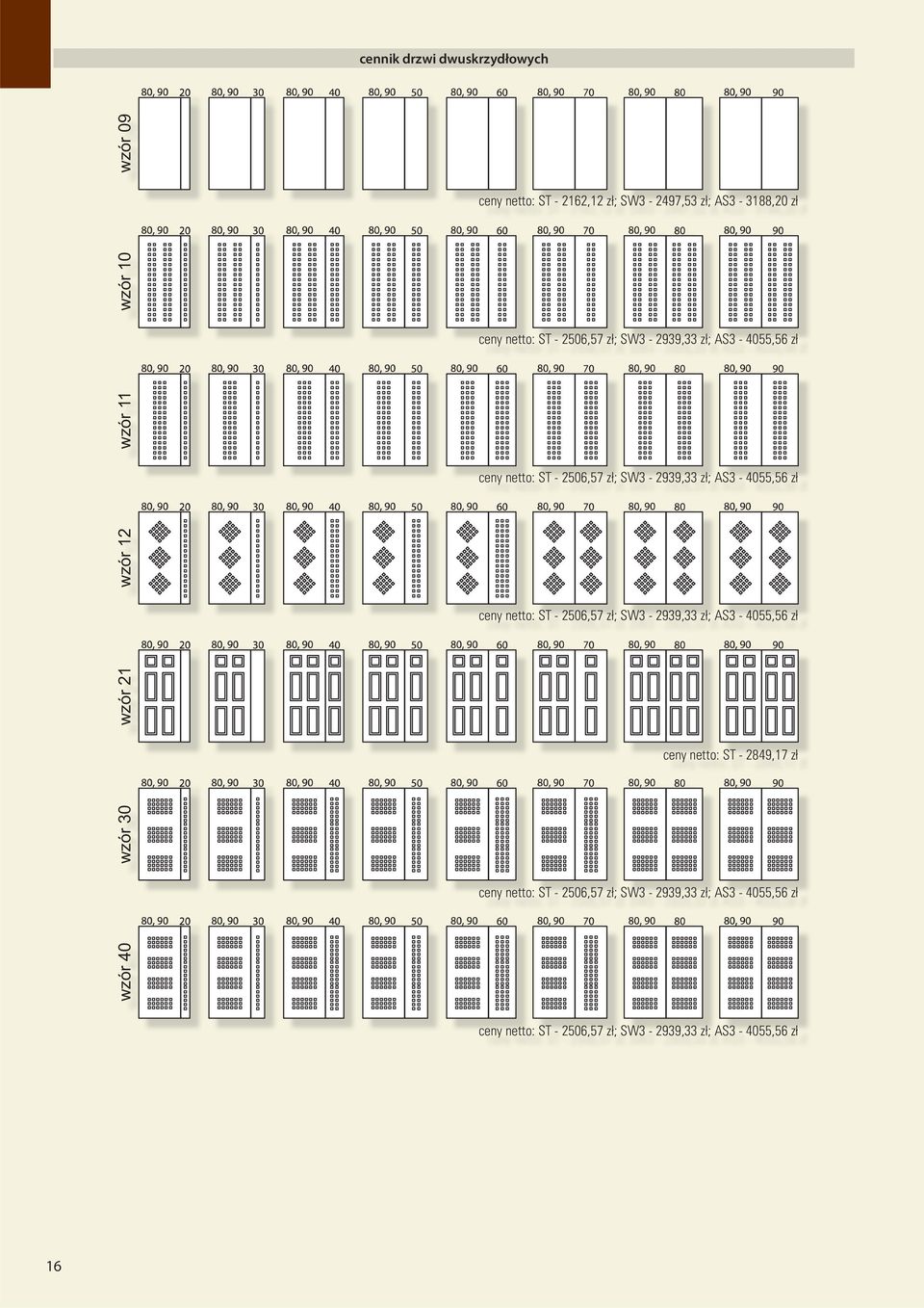 wzór 12 ceny netto: ST 2506,57 z³; SW3 2939,33 z³; AS3 4055,56 z³ wzór 21 ceny netto: ST 2849,17 z³ wzór 30 ceny