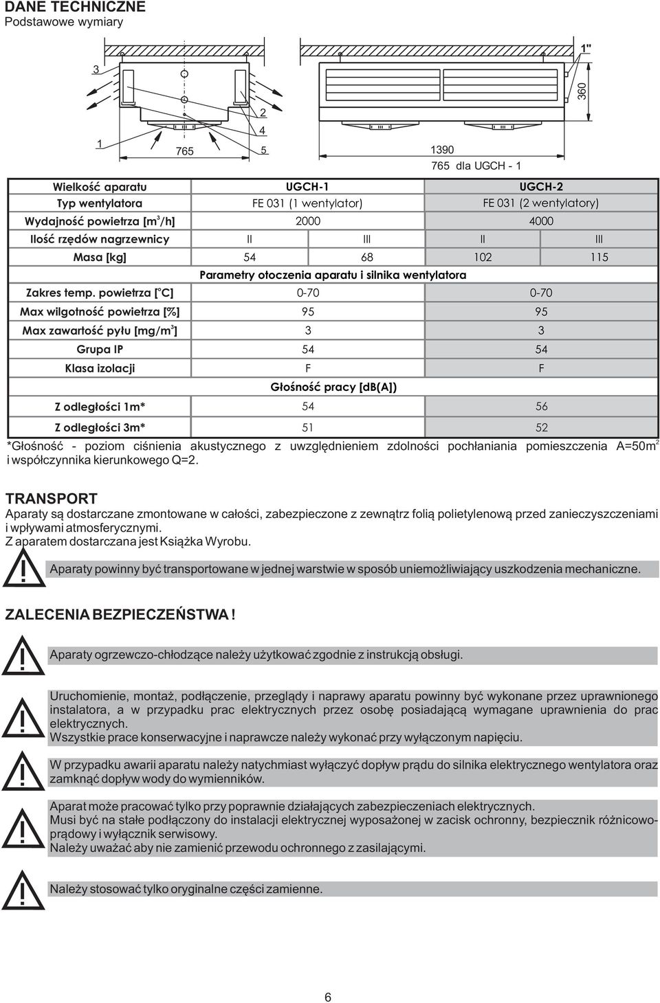 powietrza [ C] 0-70 0-70 Max wilgotnoœæ powietrza [%] 95 95 3 Max zawartoœæ py³u [mg/m ] 3 3 Grupa IP 54 54 Klasa izolacji F F Z odleg³oœci 1m* Z odleg³oœci 3m* G³oœnoœæ pracy [db(à]) 54 51 2