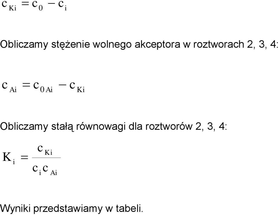 K Oblzamy stałą równowag dla