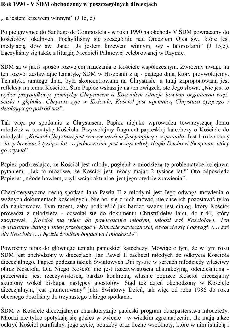 Łączyliśmy się także z liturgią Niedzieli Palmowej celebrowanej w Rzymie. ŚDM są w jakiś sposób rozwojem nauczania o Kościele współczesnym.