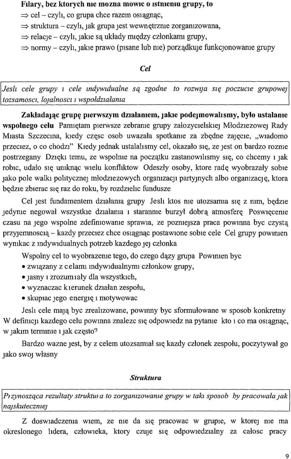 10jalnoscl l wspoldzzalanza Zakładając grupę pierwszym dzmłamem, JakIe podejmowahsmy, było ustalam e wspolnego celu PamIętam pierwsze zebrame grupy załozyclelsklej MłodzlezoweJ Rady MIasta Szczecma,