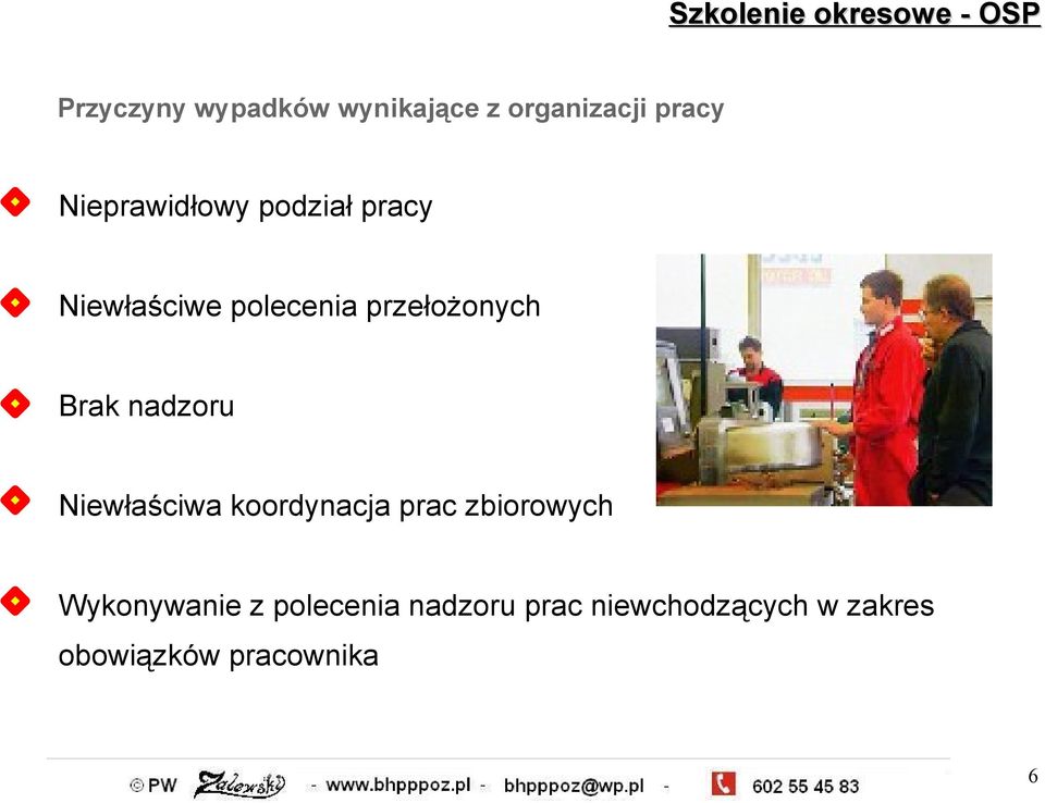 Brak nadzoru Niewłaściwa koordynacja prac zbiorowych