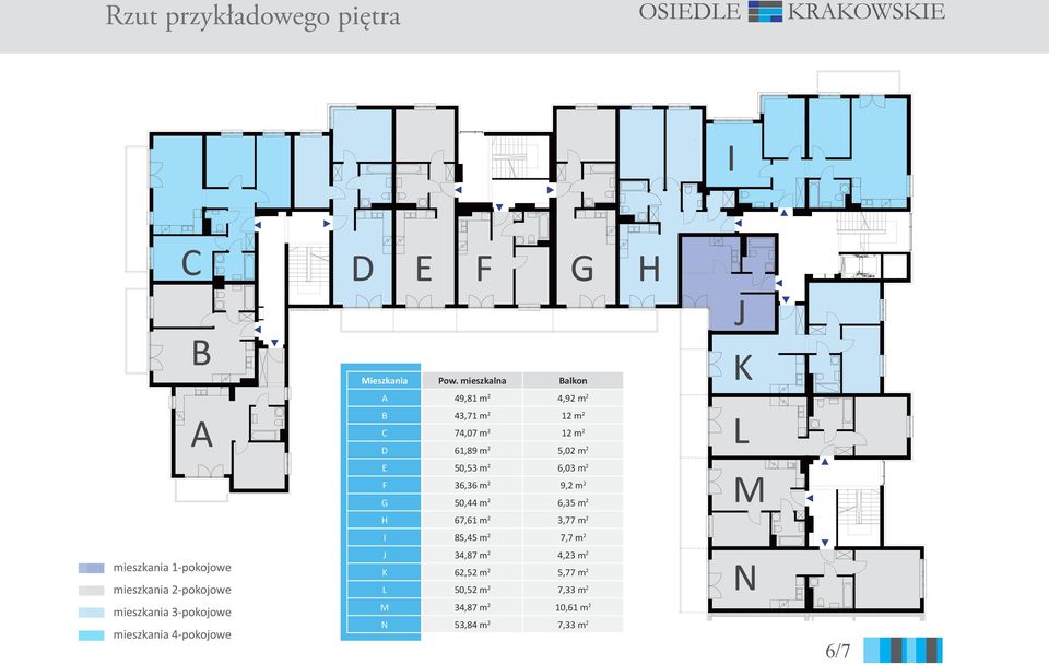 mieszkalna Balkon A 9,8 m,9 m B,7 m m C 7,07 m m D 6,89 m 5,0 m E 50,5 m 6,0 m F 6,6 m 9,