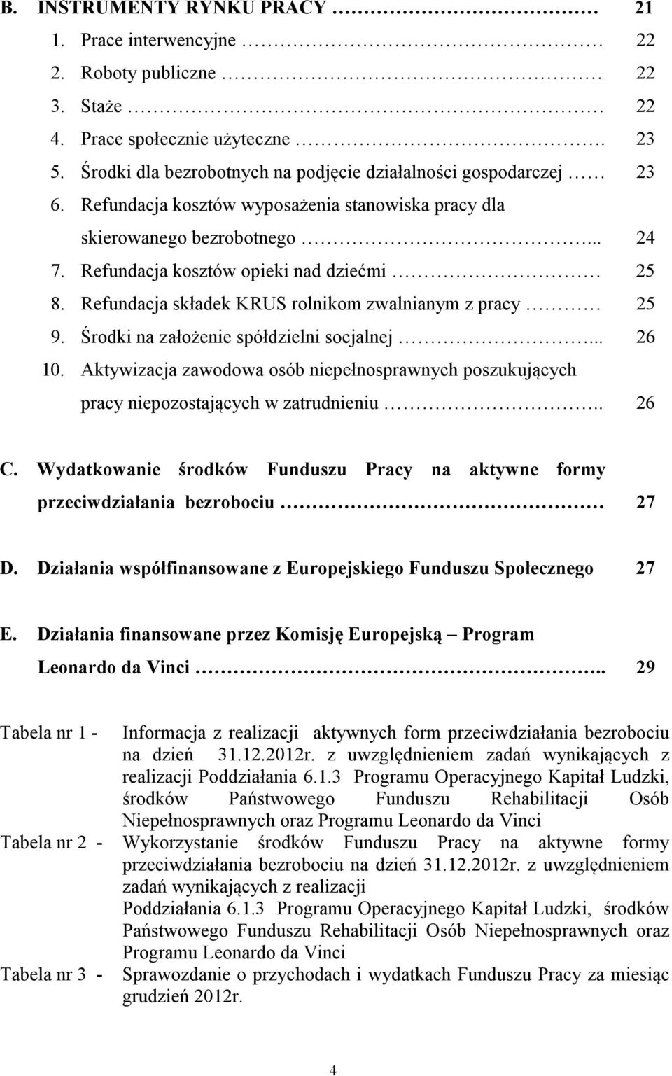 Środki na założenie spółdzielni socjalnej... 26 10. Aktywizacja zawodowa osób niepełnosprawnych poszukujących pracy niepozostających w zatrudnieniu.. 26 C.