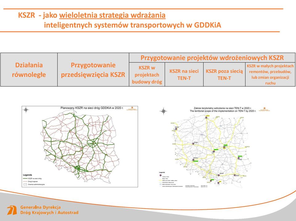 projektów wdrożeniowych KSZR KSZR w projektach budowy dróg KSZR na sieci TEN-T KSZR