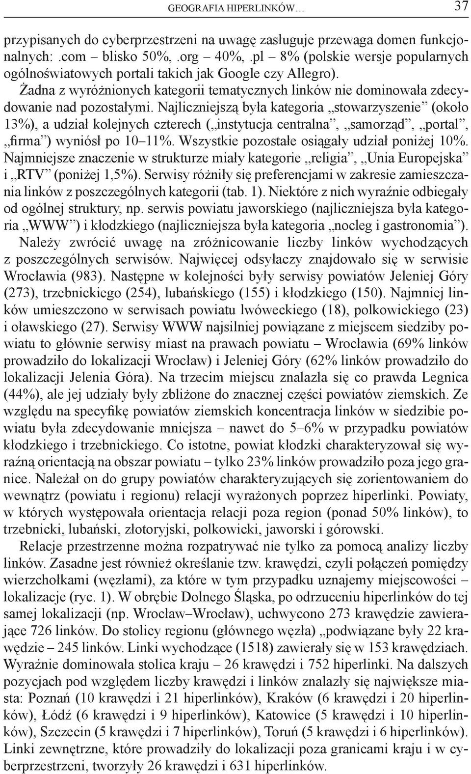 Najliczniejszą była kategoria stowarzyszenie (około 3%), a udział kolejnych czterech ( instytucja, samorząd, portal, firma ) wyniósł po 0 %. Wszystkie pozostałe osiągały udział poniżej 0%.