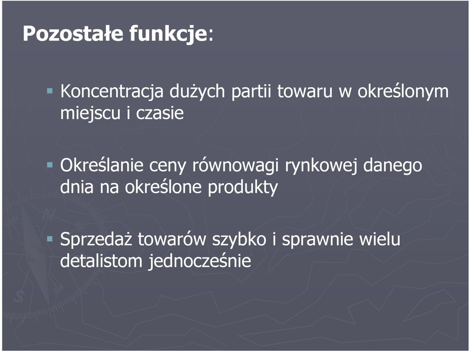 równowagi rynkowej danego dnia na określone produkty